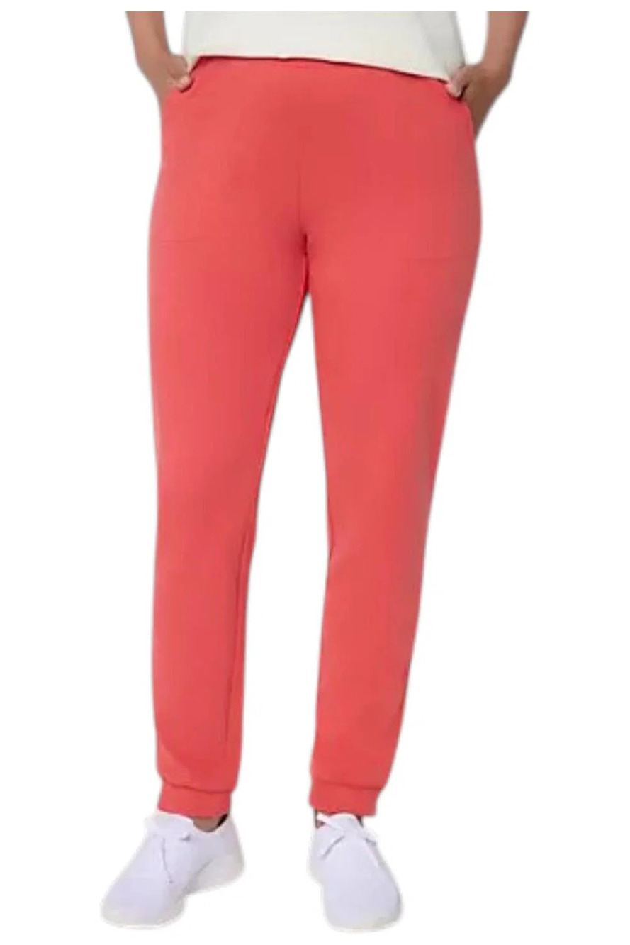 Denim & Co. Women's Active Pull-On Knit Jogger Pants Deep Papaya - Regular
